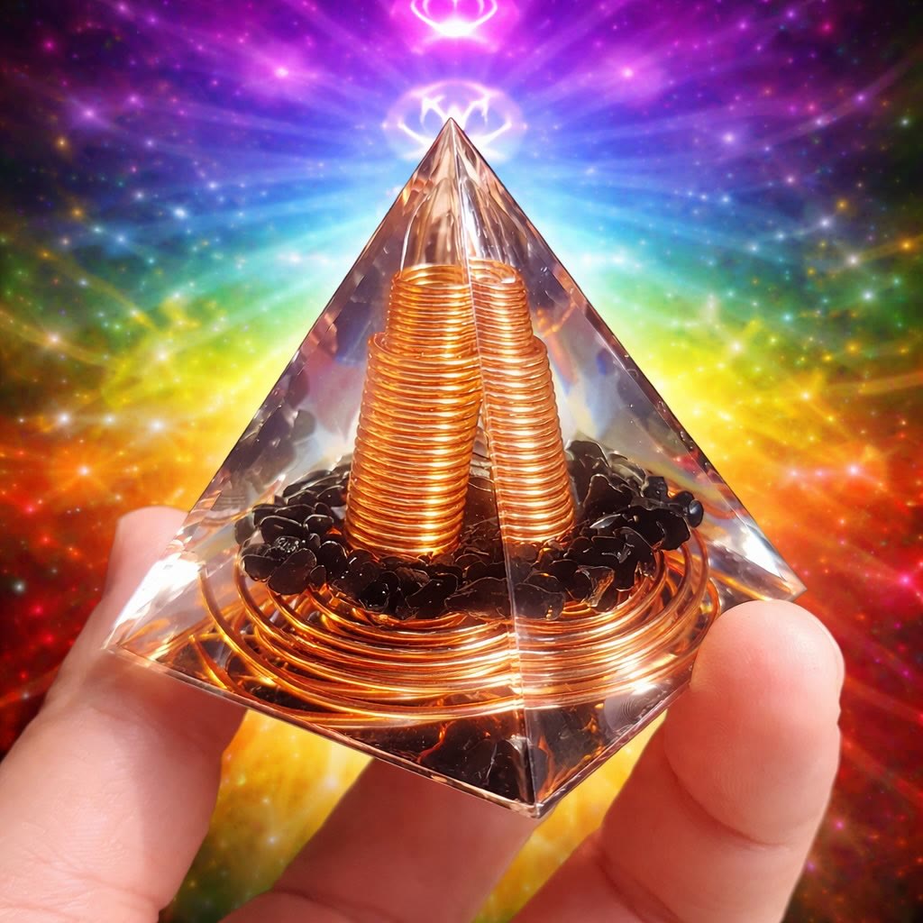 FREE Today: Handmade Black Obsidian Orgone Pyramid with Spiral Copper Coil Crystal Energy Generator for EMF Protection Meditation Decor Gift - 5cm*5cm - image 0