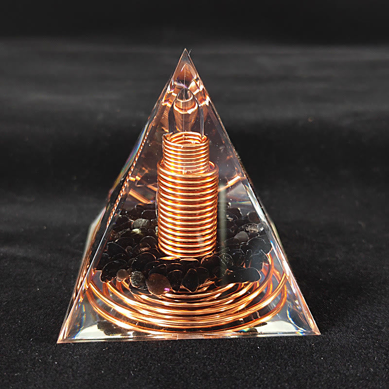FREE Today: Handmade Black Obsidian Orgone Pyramid with Spiral Copper Coil Crystal Energy Generator for EMF Protection Meditation Decor Gift - image 7