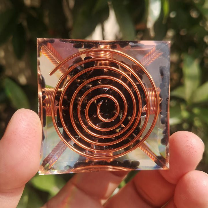 FREE Today: Handmade Black Obsidian Orgone Pyramid with Spiral Copper Coil Crystal Energy Generator for EMF Protection Meditation Decor Gift - image 6