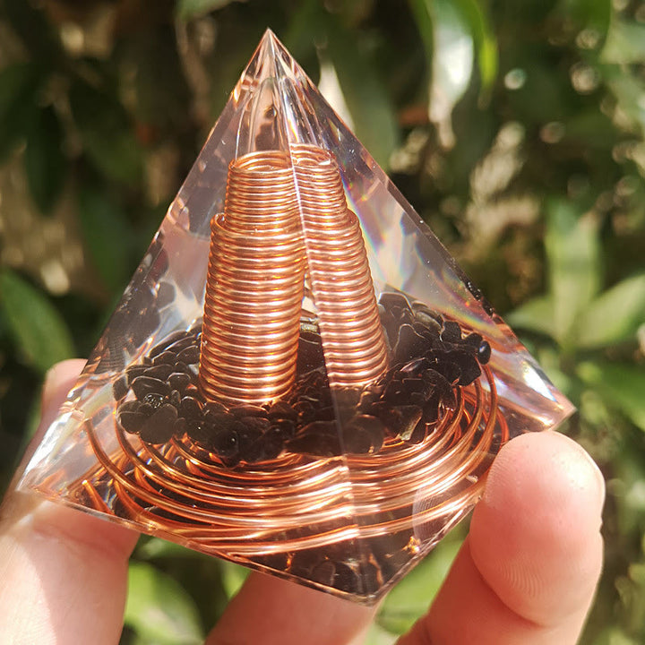 FREE Today: Handmade Black Obsidian Orgone Pyramid with Spiral Copper Coil Crystal Energy Generator for EMF Protection Meditation Decor Gift - image 2