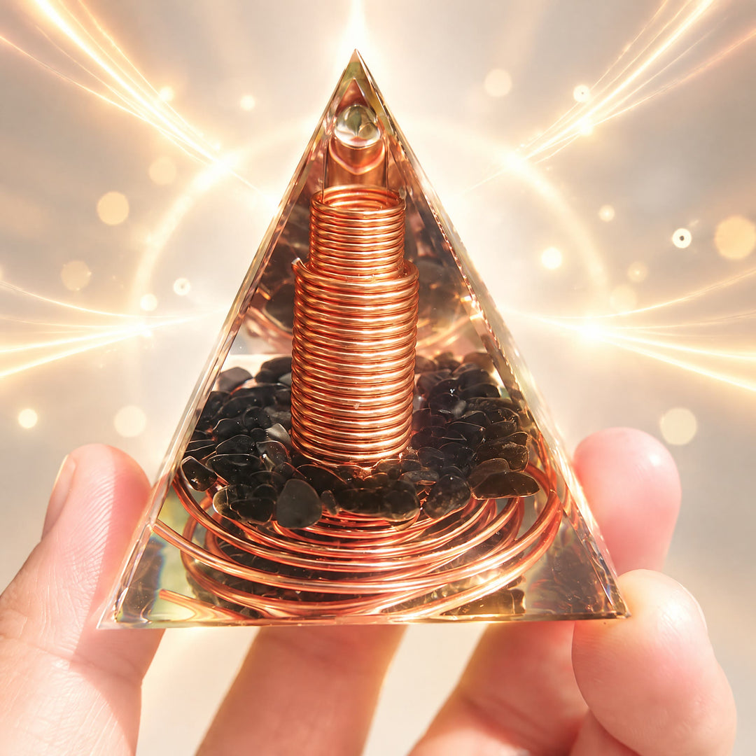 FREE Today: Handmade Black Obsidian Orgone Pyramid with Spiral Copper Coil Crystal Energy Generator for EMF Protection Meditation Decor Gift - image 5