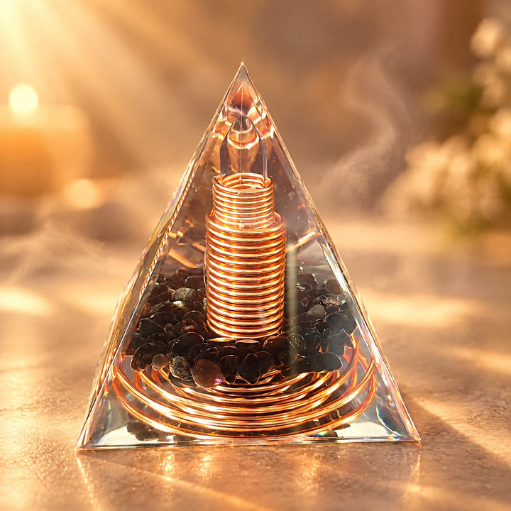 FREE Today: Handmade Black Obsidian Orgone Pyramid with Spiral Copper Coil Crystal Energy Generator for EMF Protection Meditation Decor Gift - image 3