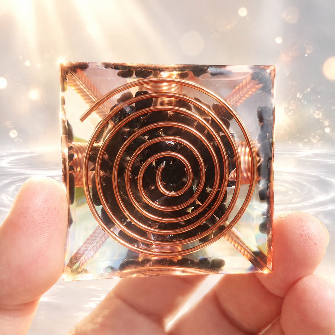 FREE Today: Handmade Black Obsidian Orgone Pyramid with Spiral Copper Coil Crystal Energy Generator for EMF Protection Meditation Decor Gift - image 10