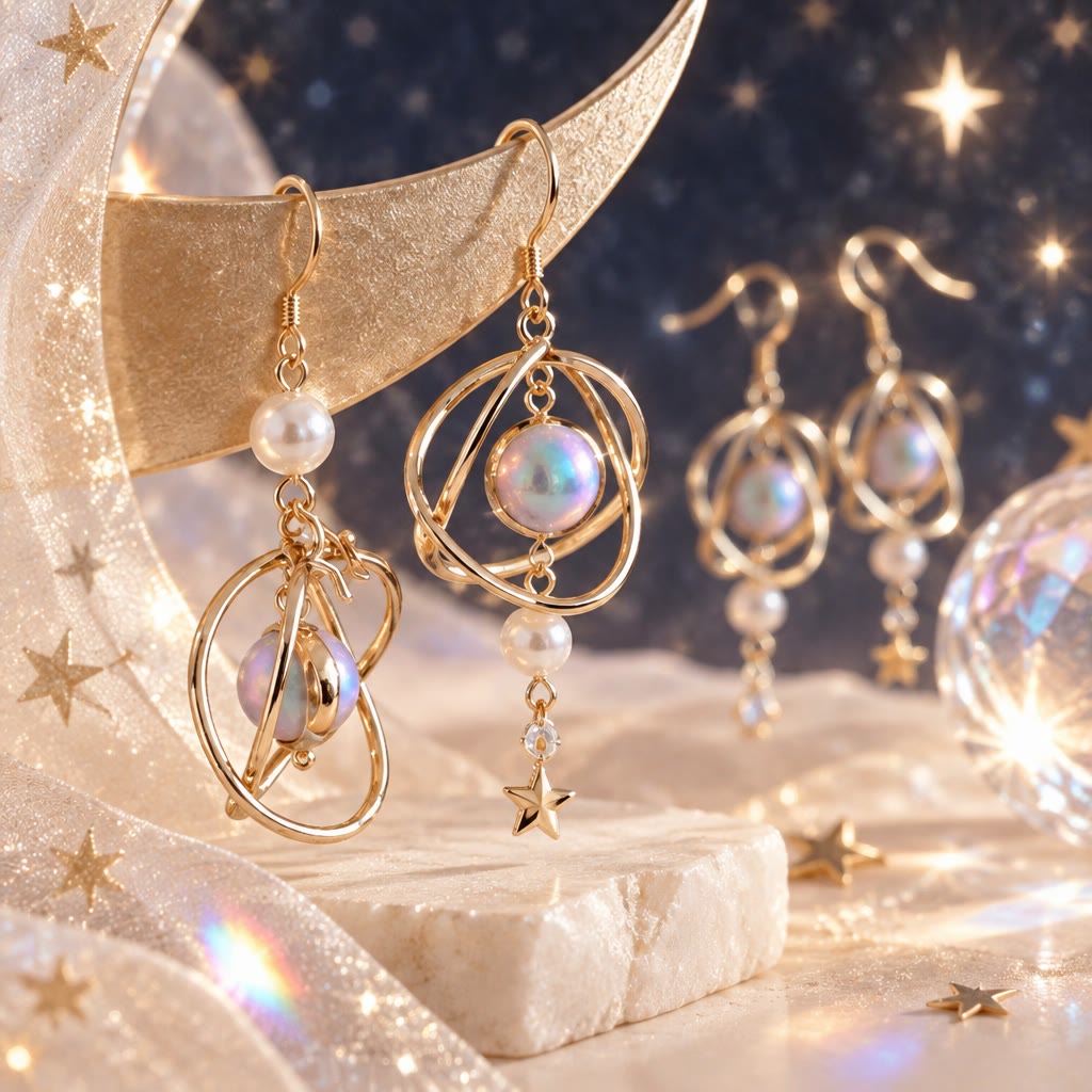 FREE Today: Celestial Planet Universe Asymmetric Solar System Planet Earrings - image 0