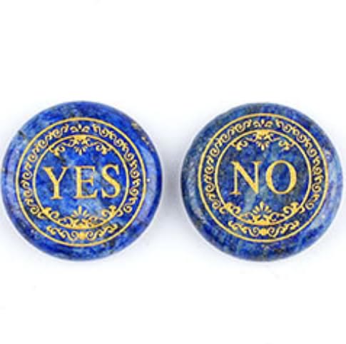 FREE Today: 25mm Natural Crystal Yes or No Decision Coin Double Sides Engraved Tabletop Meditation Decor - Lapis Lazuli - image 1