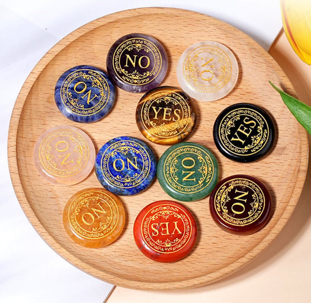 FREE Today: 25mm Natural Crystal Yes or No Decision Coin Double Sides Engraved Tabletop Meditation Decor - image 23