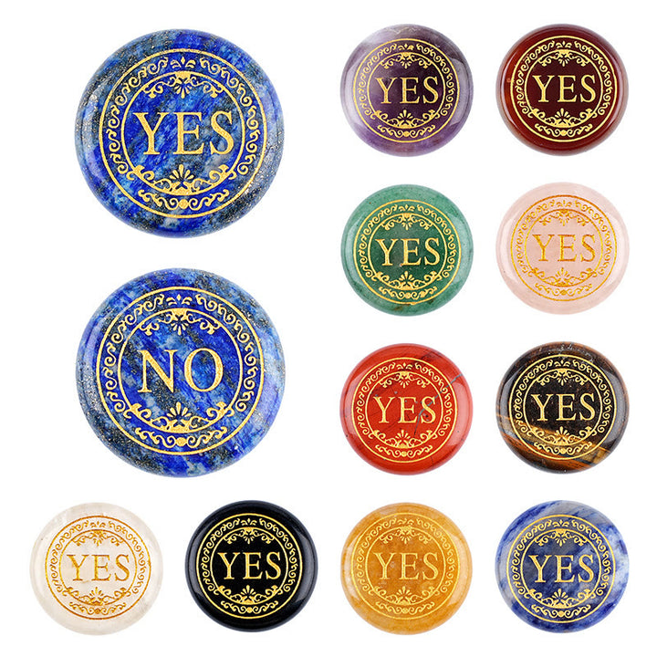 FREE Today: 25mm Natural Crystal Yes or No Decision Coin Double Sides Engraved Tabletop Meditation Decor - image 25