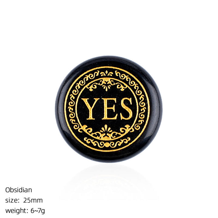 FREE Today: 25mm Natural Crystal Yes or No Decision Coin Double Sides Engraved Tabletop Meditation Decor - Obsidian - image 14