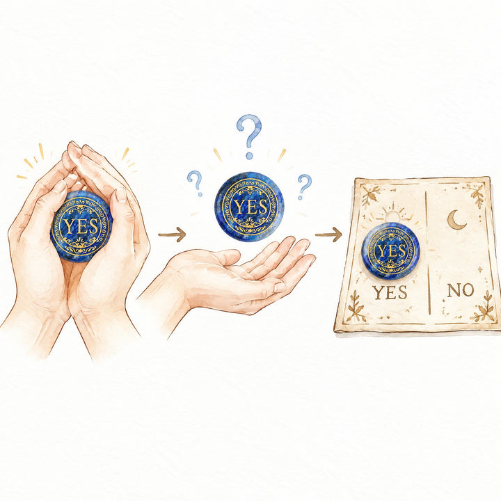 FREE Today: 25mm Natural Crystal Yes or No Decision Coin Double Sides Engraved Tabletop Meditation Decor - image 6