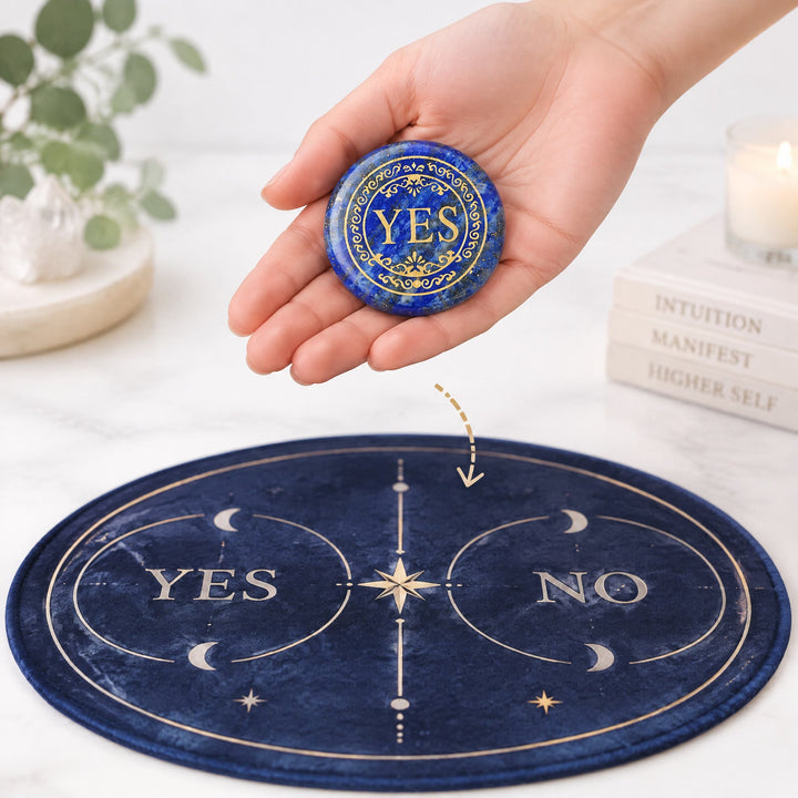 FREE Today: 25mm Natural Crystal Yes or No Decision Coin Double Sides Engraved Tabletop Meditation Decor - image 7