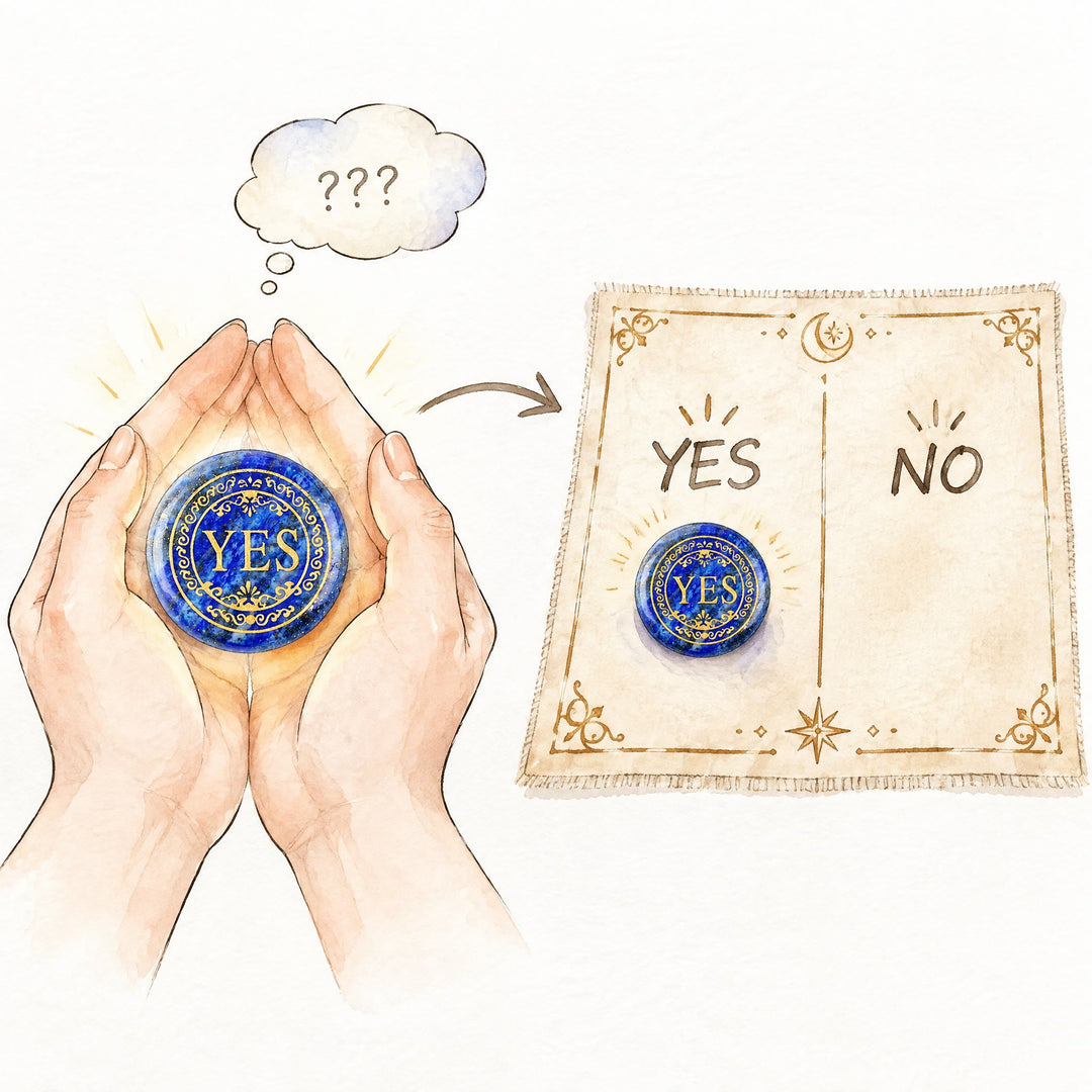 FREE Today: 25mm Natural Crystal Yes or No Decision Coin Double Sides Engraved Tabletop Meditation Decor - image 0