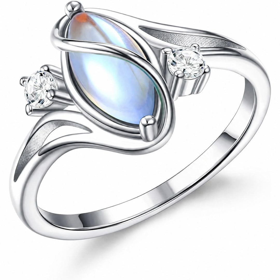 FREE Today: Marquise Cut Moonstone Protection Ring For New Beginning - Synthetic Moonstone - US 11 - image 3