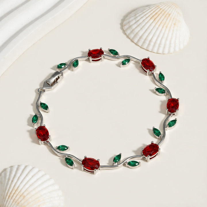 FREE Today: Romantic Tulip Bracelet Multicolor Floral Crystal - Red-Green - Silver Color - image 65
