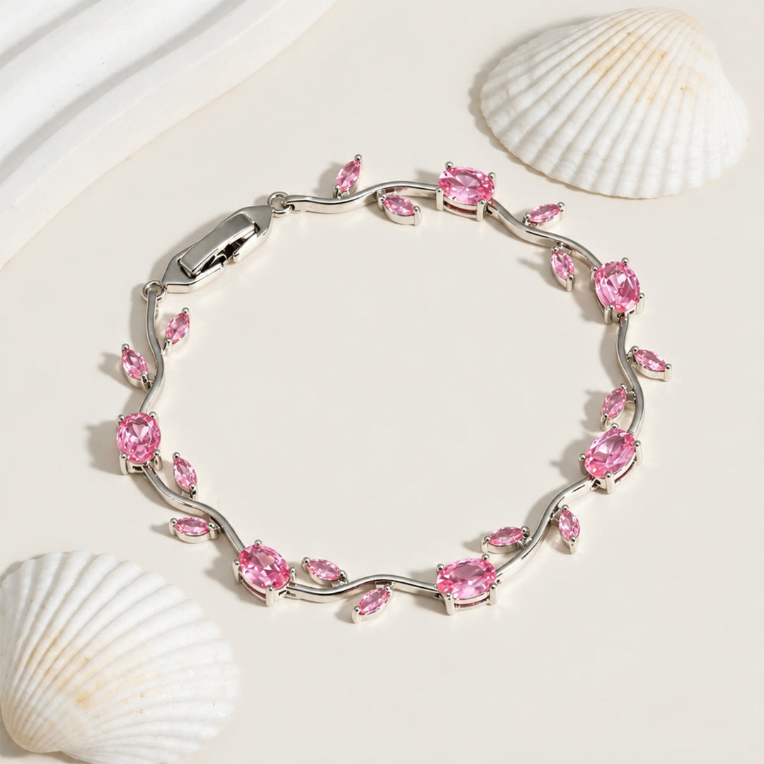 FREE Today: Romantic Tulip Bracelet Multicolor Floral Crystal - Pink - Silver Color - image 8