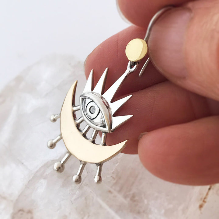 Olivenorma Evil Eye Earrings With Crescent Moon Rays Earrings