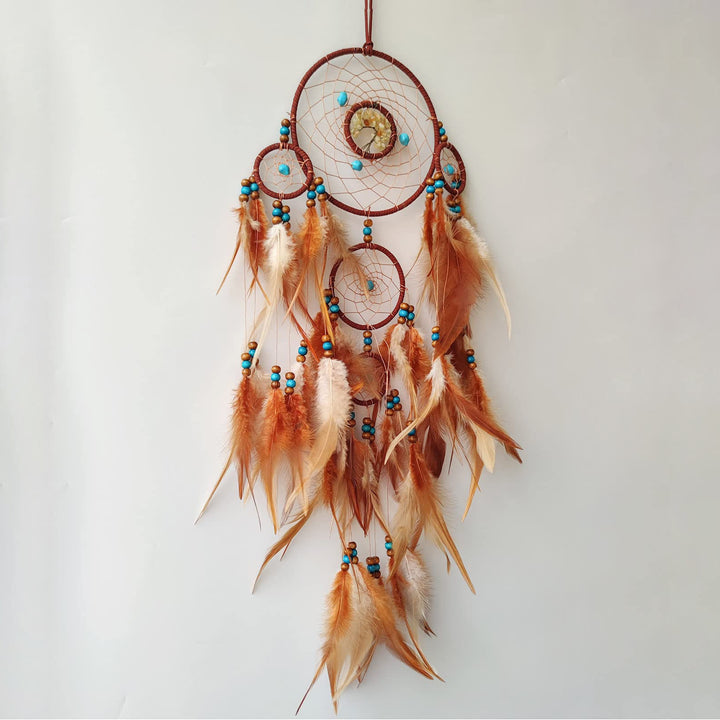 Olivenorma Citrine Turquoise Tree Of Life Feather Dream Catcher