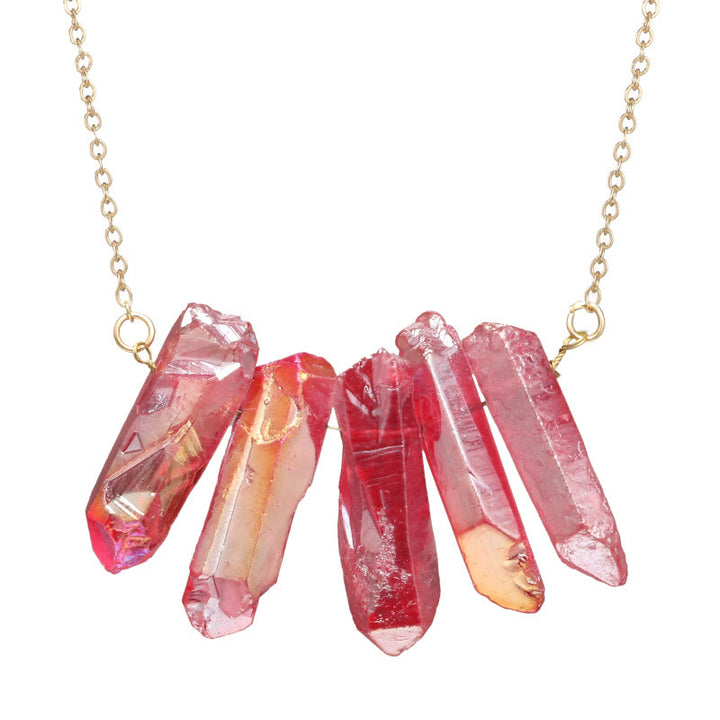 Olivenorma Natural Crystal Rough Mixed Color Crystal Pendant Necklace