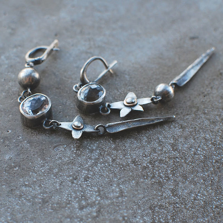 Olivenorma Geometric Long Rhinestone Star Drop Earrings - image 3