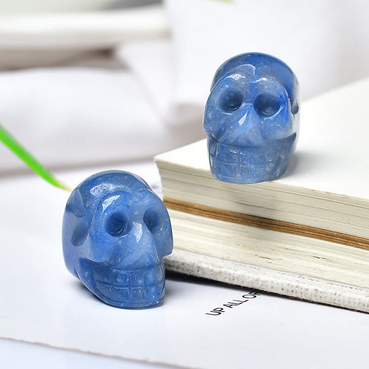 Olivenorma Crystal Mini Skull Halloween Gemstone Decoration - Blue Aventurine - image 3