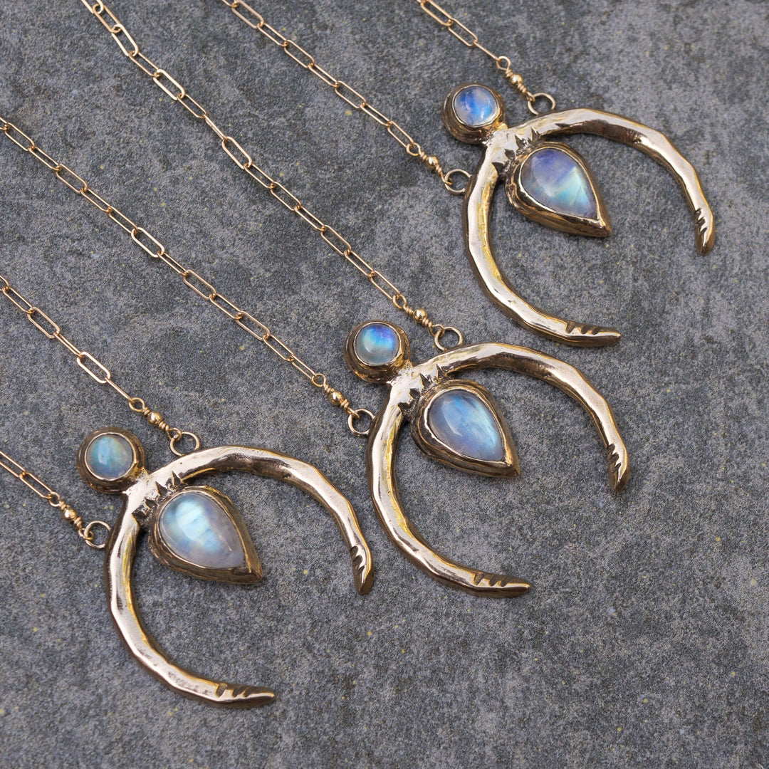 Olivenorma Gold Crescent Moonstone Necklace