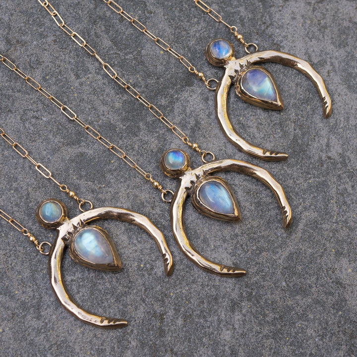 Olivenorma Gold Crescent Moonstone Necklace