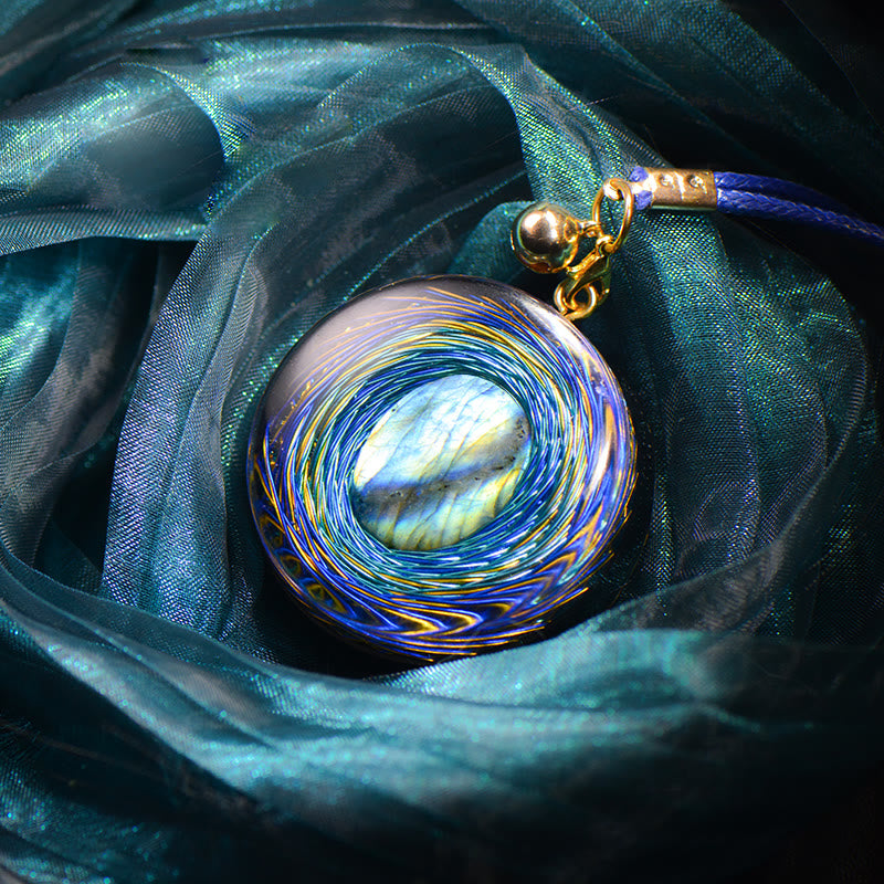 Olivenorma Sacred Siphon Space Natural Labradorite Blue Orgone Necklace