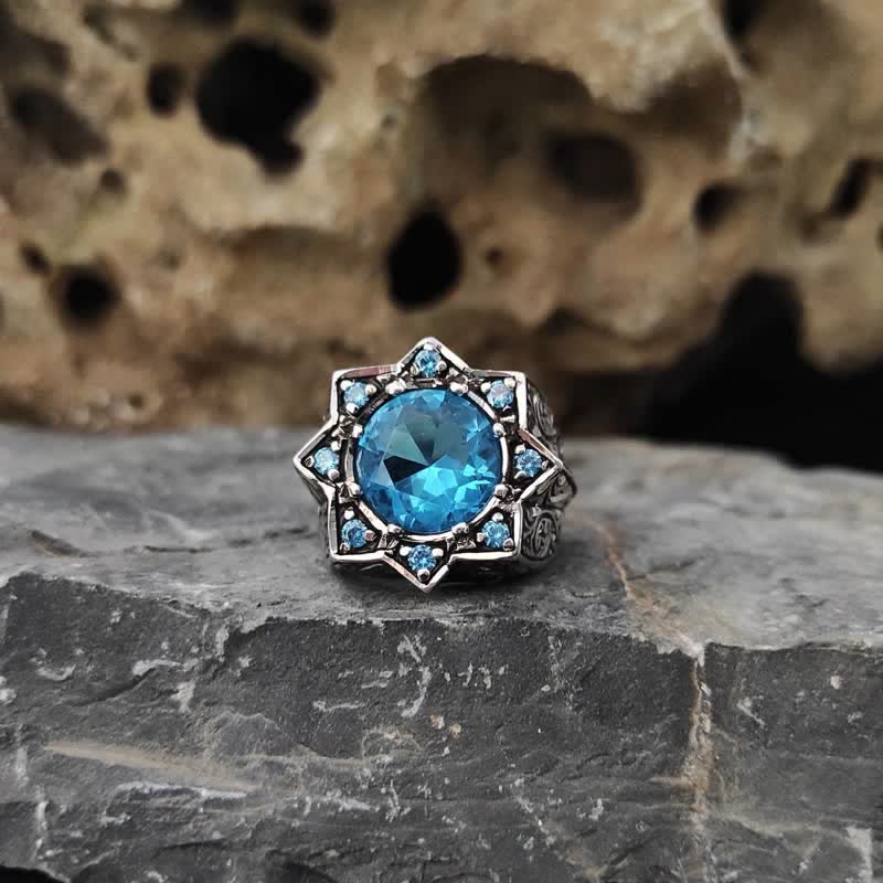 Olivenorma Vintage Octagonal Star Sapphire Ring