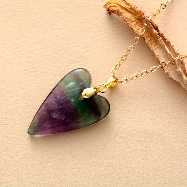 Olivenorma Healing Crystal Heart Pendant Necklace