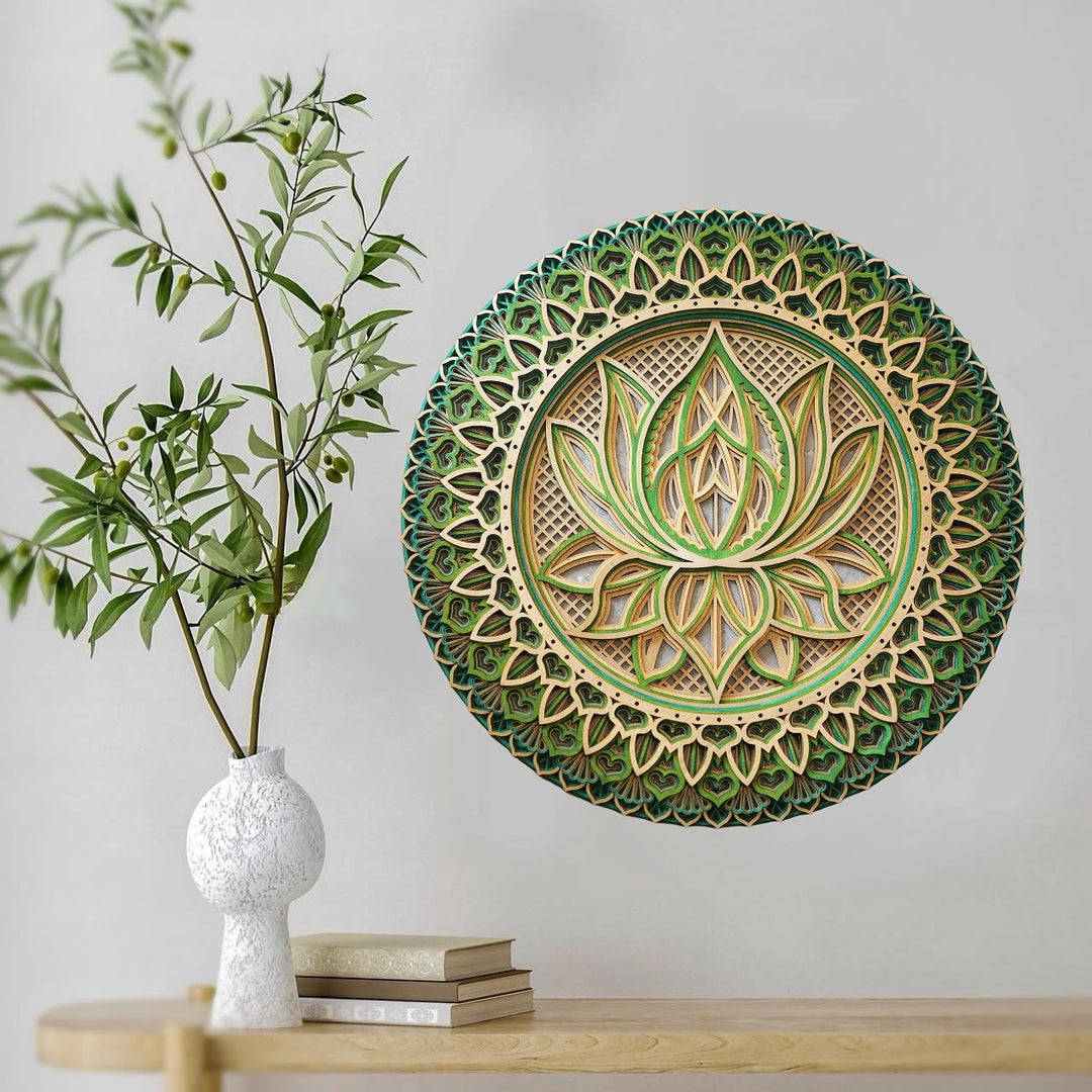 Olivenorma Pink Lotus Mandala 3D Engraving Wall Decor