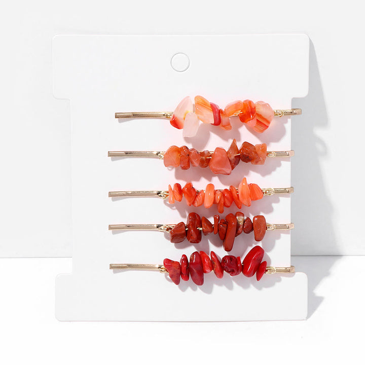 Olivenorma 5Pcs Healing Crystal Hairpin