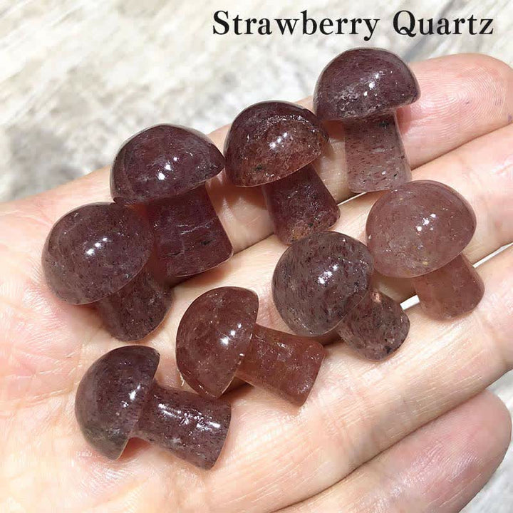 Olivenorma Natural Crystal Mini Mushroom Decoration  - Strawberry Quartz - image 31