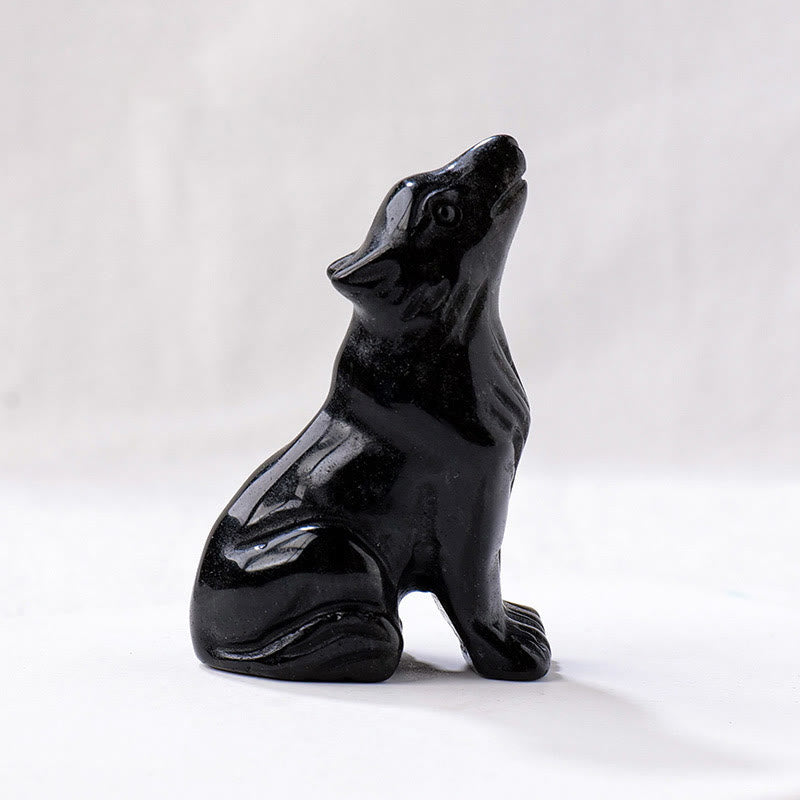 Olivenorma Natural Crystal Little Wolf Boy Gemstone Decoration - Obsidian - image 21