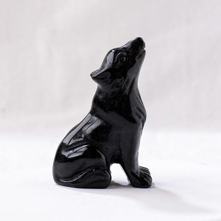 Olivenorma Natural Crystal Little Wolf Boy Gemstone Decoration - Obsidian - image 21