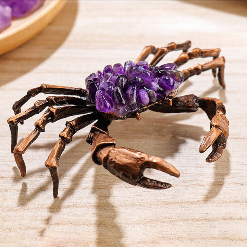 Olivenorma Natural Amethyst Gravel Crab Ornament Gemstone Decoration