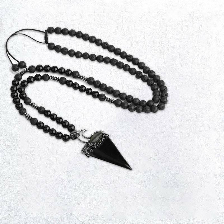 Olivenorma Natural Crystal Triangle Shape Pendant Necklace