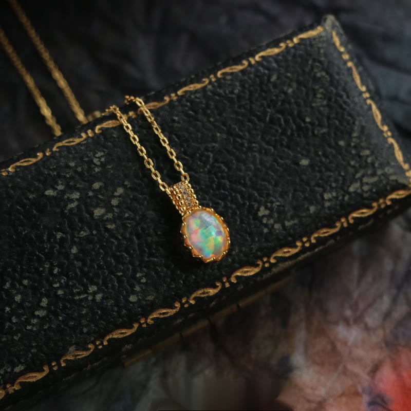 Olivenorma Opal Yellow Golden Ring Necklace