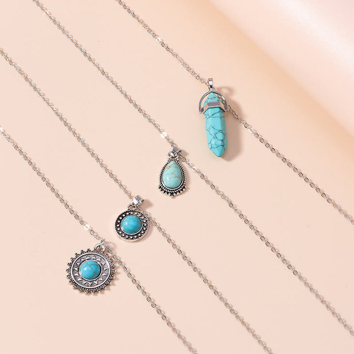 Olivenorma Turquoise Earrings Multi-layered Necklace Set