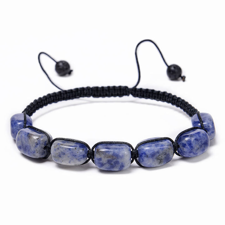Olivenorma 7 Chakra Crystal Gemstone Bead Braided Wrap Men Bracelet  - Blue Sodalite - image 19