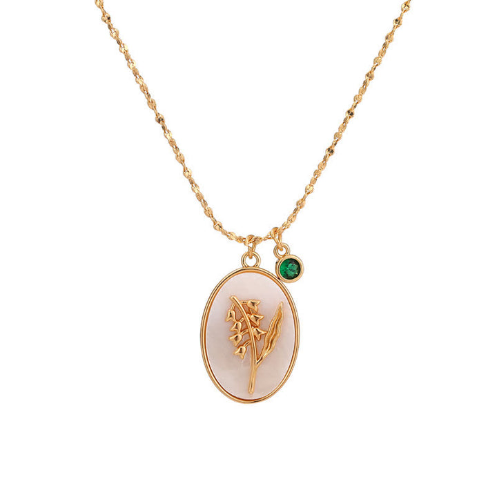 Olivenorma Birth Stone With Birth Flower Necklace - May - Lily - image 5