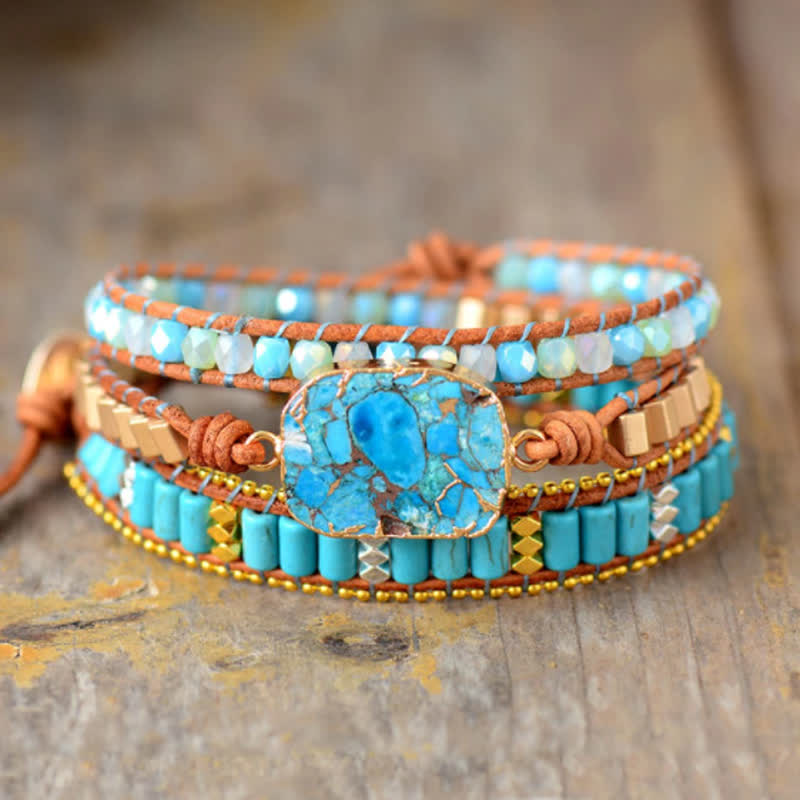 Olivenorma Natural Turquoise Three-layer Wrap Bracelet