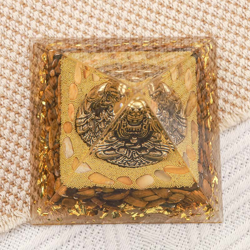 Olivenorma Buddha With Tiger Eye Protection Orgone Pyramid