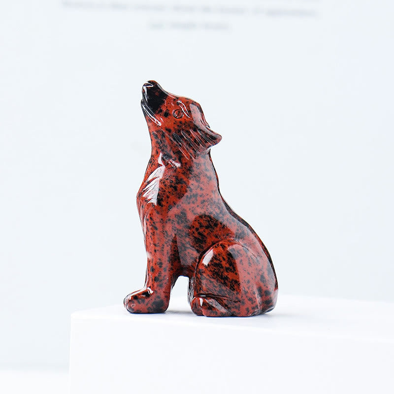 Olivenorma Natural Crystal Little Wolf Boy Gemstone Decoration - Mahogany Obsidian - image 1