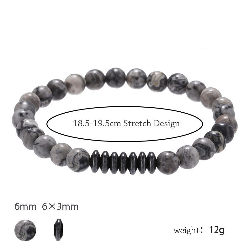 Olivenorma 6mm Natural Stone Beads Mens Bracelet