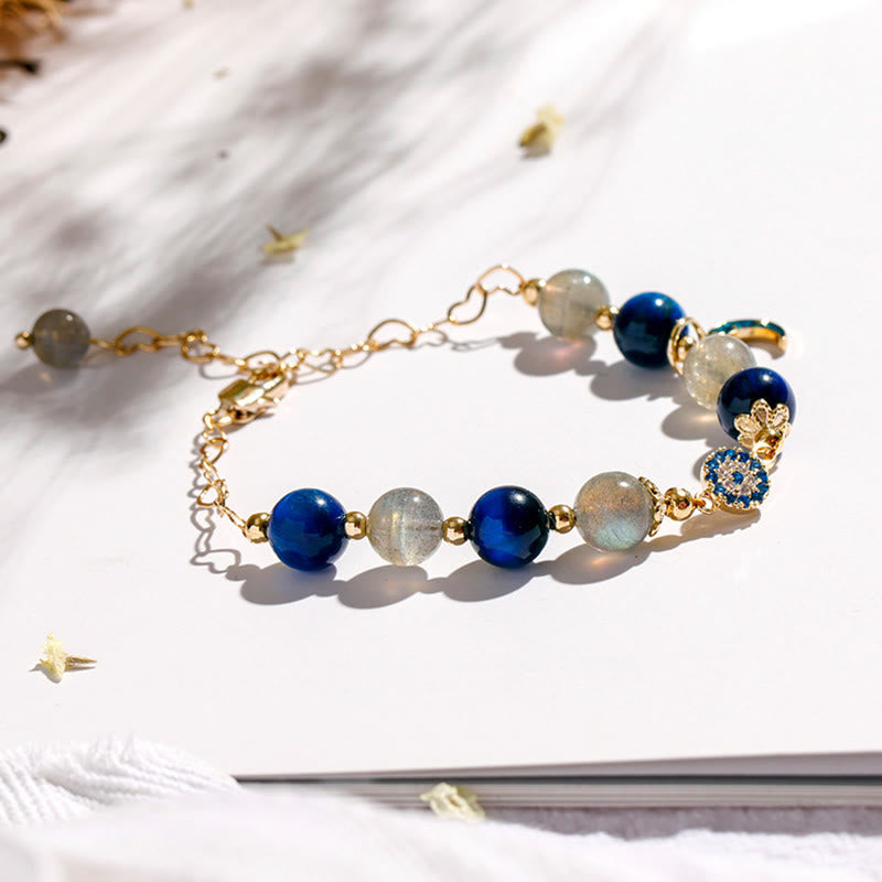 Olivenorma Moonstone Sapphire Evil Eye Bracelet