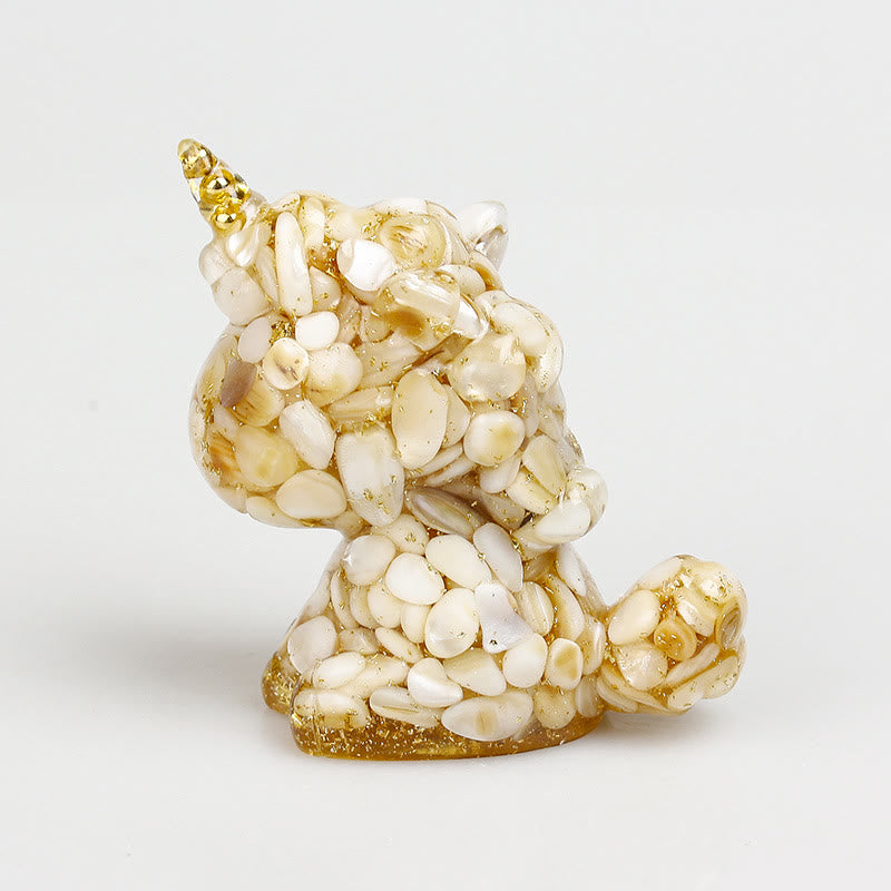 Olivenorma Crystal Unicorn Gemstone Decoration - Nacre&Gold Foil - image 39