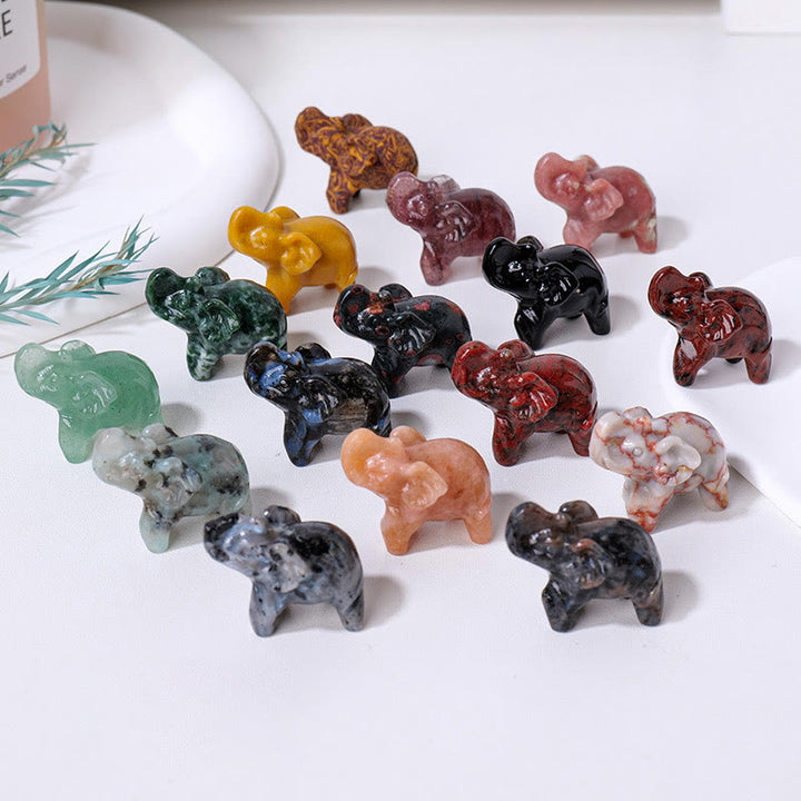 Olivenorma Natural Crystal Elephant Carving Ornament Gemstone Decoration