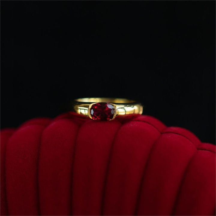 Olivenorma Garnet Gold Plated Minimalist Luxury Ring