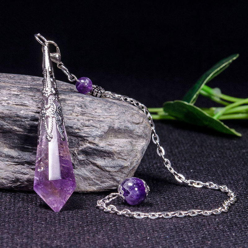 Natural Amethyst Retro Healing Pendulum