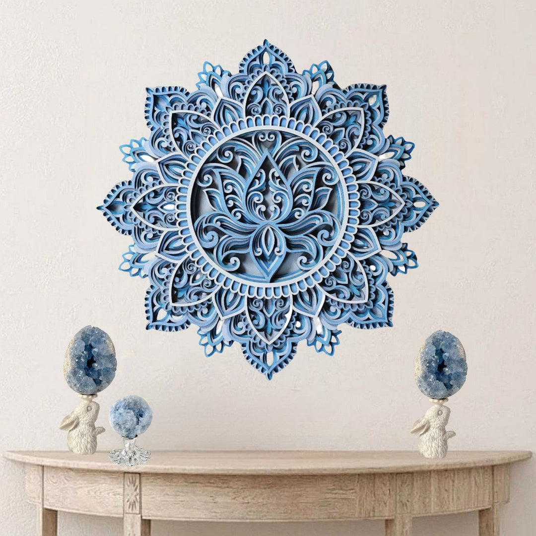 Olivenorma Blue Lotus Mandala 3D Painting Wall Decor