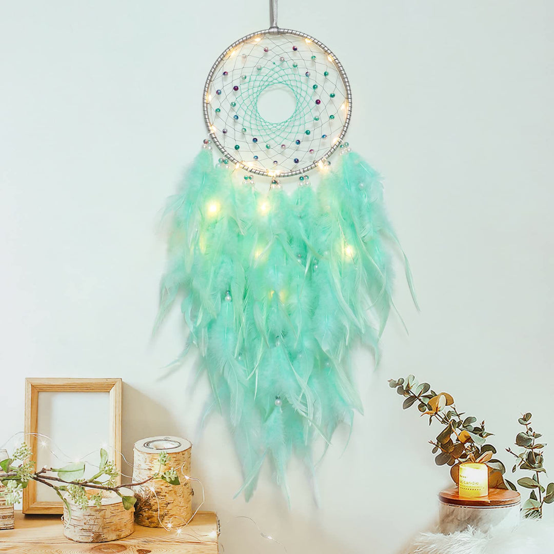 Olivenorma LED Light Up Handmade Feather Dream Catcher